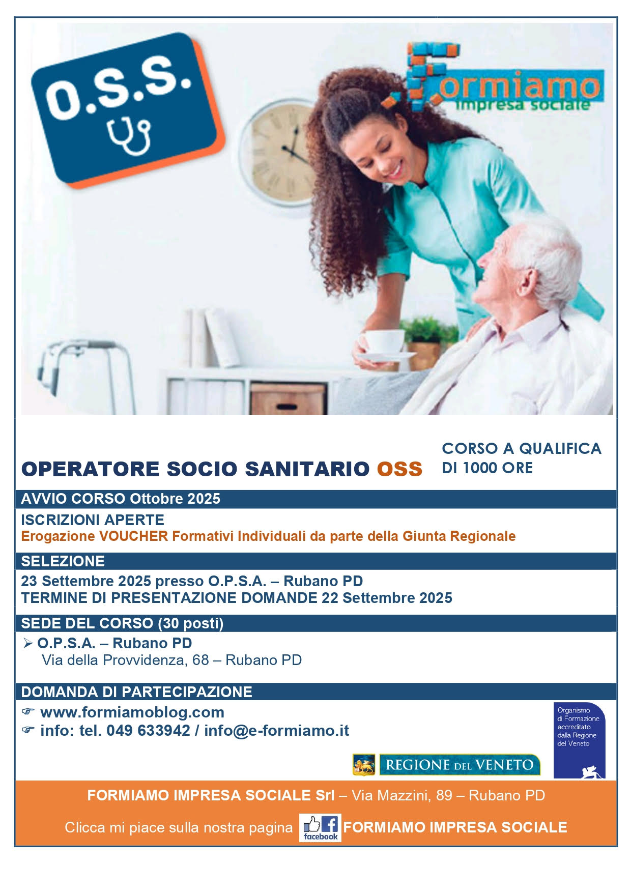 Aperte le iscrizioni per il corso OSS di Formiamo